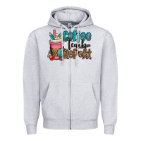 Heather Grey coffee teach repeat Zipper Hoodie - OliviaCreatesArt