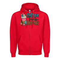 Red coffee teach repeat Zipper Hoodie - OliviaCreatesArt