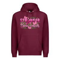 Burgundy Stronger than Cancer Premium Hoodie - FaDigitalArtStudio