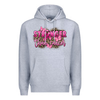Heather Grey Stronger than Cancer Premium Hoodie - FaDigitalArtStudio