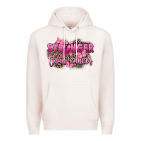 Pale Pink Stronger than Cancer Premium Hoodie - FaDigitalArtStudio