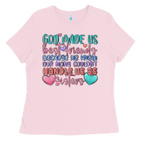 Bubblegum Pink god made us best friend Ladies Tee - MaliasSmallBusiness
