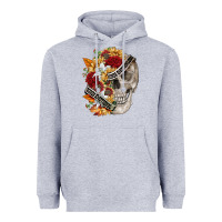 Heather Grey skull kinda emotionless kinda emotional Heavyweight Hoodie - FaDigitalArtStudio