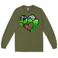 Army Green St. Patrick's Day hearts Long Sleeve Tee - Jasminsmagicworld