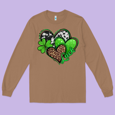 St. Patrick's Day Hearts Long Sleeve Tee Designed By Jasminsmagicworld