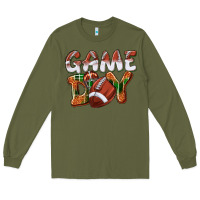 Army Green Game day leopard Football Long Sleeve Tee - NancyCooperArtShop