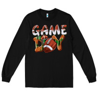Black Game day leopard Football Long Sleeve Tee - NancyCooperArtShop