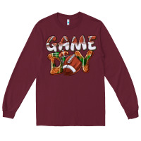 Burgundy Game day leopard Football Long Sleeve Tee - NancyCooperArtShop