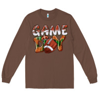 Chestnut Game day leopard Football Long Sleeve Tee - NancyCooperArtShop