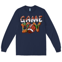 Navy Game day leopard Football Long Sleeve Tee - NancyCooperArtShop