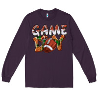Plum Game day leopard Football Long Sleeve Tee - NancyCooperArtShop