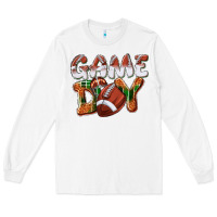 White Game day leopard Football Long Sleeve Tee - NancyCooperArtShop