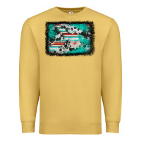 Antique Gold western serape cowhide turquoise glitter Premium Sweatshirt - FaDigitalArtStudio