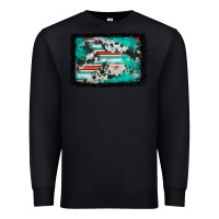 Black western serape cowhide turquoise glitter Premium Sweatshirt - FaDigitalArtStudio