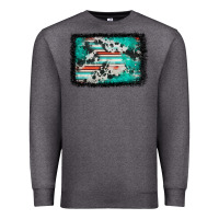 Charcoal Heather western serape cowhide turquoise glitter Premium Sweatshirt - FaDigitalArtStudio