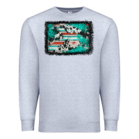 Western Serape Cowhide Turquoise Glitter Premium Sweatshirt | Teevron