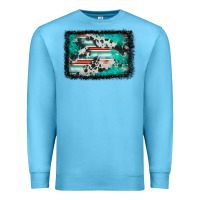 Ocean Blue western serape cowhide turquoise glitter Premium Sweatshirt - FaDigitalArtStudio