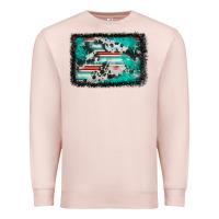 Pale Pink western serape cowhide turquoise glitter Premium Sweatshirt - FaDigitalArtStudio