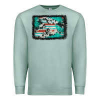 Seafoam western serape cowhide turquoise glitter Premium Sweatshirt - FaDigitalArtStudio