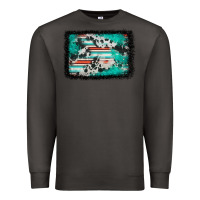 Smoke western serape cowhide turquoise glitter Premium Sweatshirt - FaDigitalArtStudio