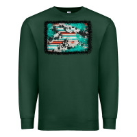 Sports Green western serape cowhide turquoise glitter Premium Sweatshirt - FaDigitalArtStudio