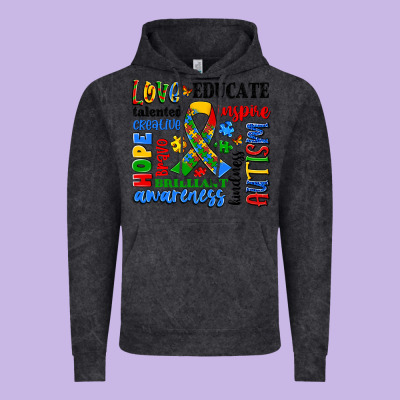 Autism Awareness Typography Vintage Hoodie Designed By Artiststas