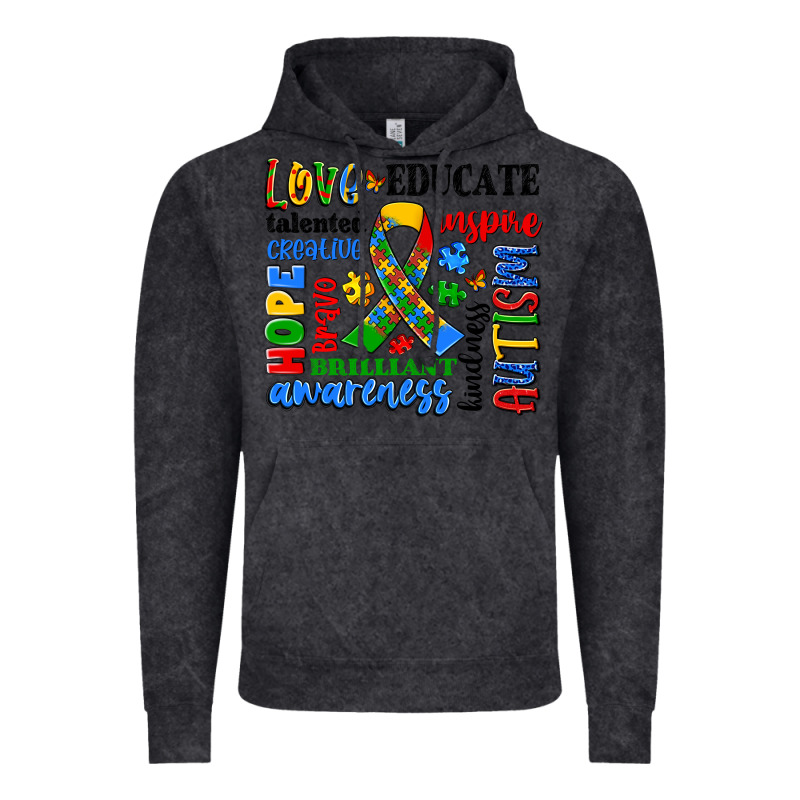 Autism Awareness Typography Vintage Hoodie by Artiststas | Teevron