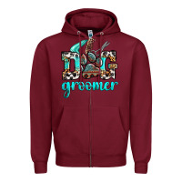Burgundy western dog groomer Zipper Hoodie - OliviaCreatesArt