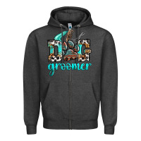 Charcoal Heather western dog groomer Zipper Hoodie - OliviaCreatesArt
