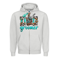 Dove Grey western dog groomer Zipper Hoodie - OliviaCreatesArt