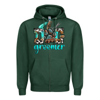 Sports Green western dog groomer Zipper Hoodie - OliviaCreatesArt