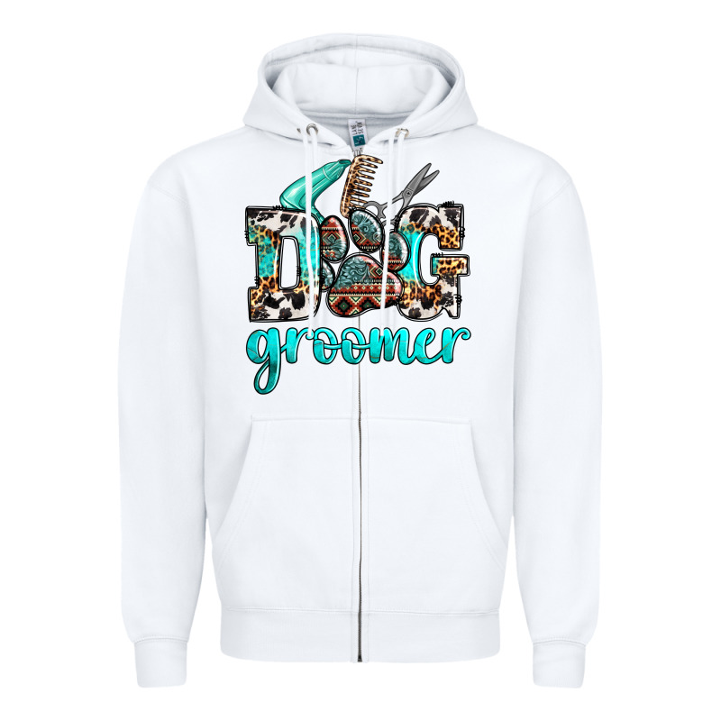 Western Dog Groomer Zipper Hoodie by OliviaCreatesArt | Teevron