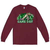 Burgundy Game day Soccer Long Sleeve Tee - NancyCooperArtShop