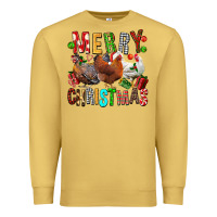 Antique Gold Merry christmas chickens Premium Sweatshirt - FaDigitalArtStudio