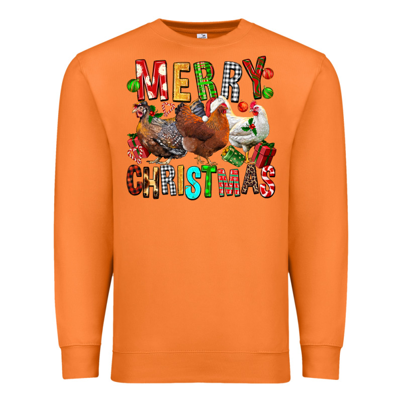 Merry Christmas Chickens Premium Sweatshirt by FaDigitalArtStudio | Teevron