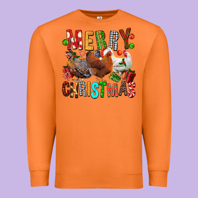 Merry Christmas Chickens Premium Sweatshirt Designed By Fadigitalartstudio