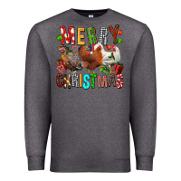 Charcoal Heather Merry christmas chickens Premium Sweatshirt - FaDigitalArtStudio