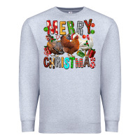 Heather Grey Merry christmas chickens Premium Sweatshirt - FaDigitalArtStudio