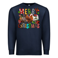 Navy Merry christmas chickens Premium Sweatshirt - FaDigitalArtStudio