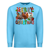 Ocean Blue Merry christmas chickens Premium Sweatshirt - FaDigitalArtStudio