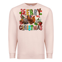 Pale Pink Merry christmas chickens Premium Sweatshirt - FaDigitalArtStudio
