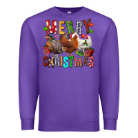 Purple Merry christmas chickens Premium Sweatshirt - FaDigitalArtStudio