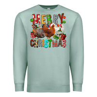 Seafoam Merry christmas chickens Premium Sweatshirt - FaDigitalArtStudio