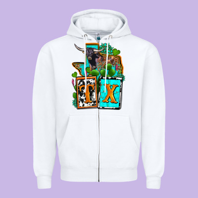 Tx Texas Zipper Hoodie Designed By Oliviacreatesart