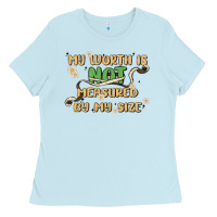 Baby Blue my worth is not defined by my size Ladies Tee - MaliasSmallBusiness
