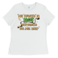 White my worth is not defined by my size Ladies Tee - MaliasSmallBusiness