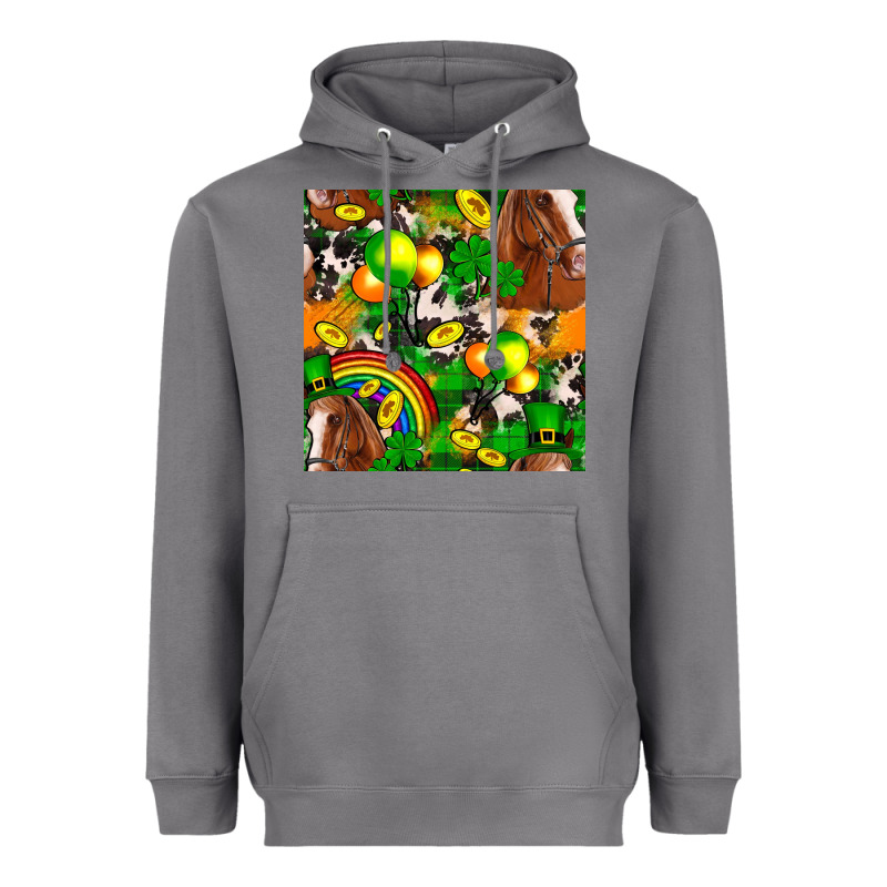 St. Patrick's Day Horse With Balloons Heavyweight Hoodie by FaDigitalArtStudio | Teevron
