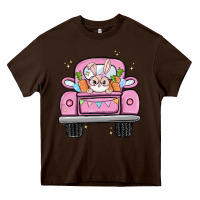 Chocolate Brown easter bunny and truck Heavy Core Tee - MaliasSmallBusiness