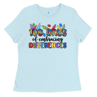 Baby Blue 100 days of embracing differences Ladies Tee - MaliasSmallBusiness
