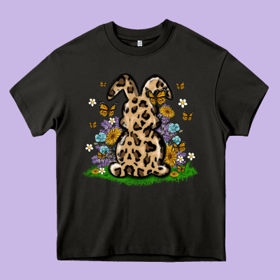 Western Floral Bunny Heavy Core Tee Designed By Maliassmallbusiness